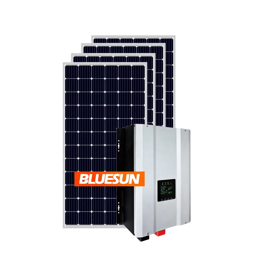 Bluesun 3kw casa sistema solar, profissional móvel casa fora da grade 3kw sistema do painel solor para rv 10kw 20kw 30kw