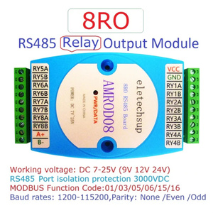 8DI-8DO 16DI 16DO RS485 Isolated Communication <strong>MODBUS</strong> RTU PLC Expansion Board Digital <strong>Input</strong> &amp; <strong>Output</strong> DC 9-24V Relay Module