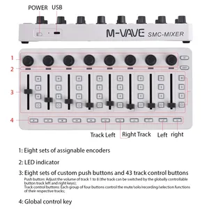 M-VAVE smc-en elektroakustik enstrümanlar için kablosuz MIDI denetleyici karıştırma konsolu BT bağlantısı USB ses Video aksesuarı - Product Image 4