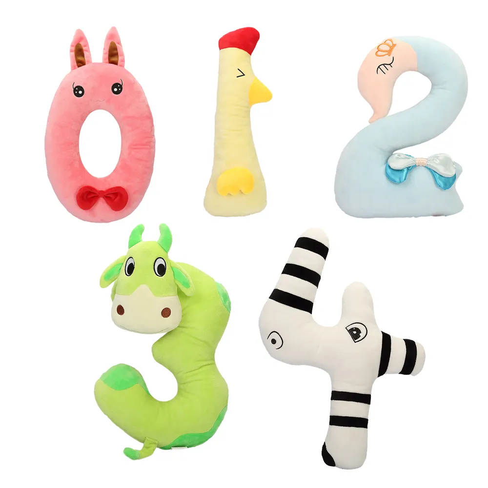 0-9 numeri forma cartone animato stile animale peluche giocattoli per bambini giocattoli per bambini in età prescolare educativi per bambini personalizzati