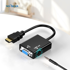 Para cable adaptador HDMI a VGA con Audio para computadora para interfaz HDMI Chaqueta de PVC para micrófono y altavoz Monitor de pantalla VGA