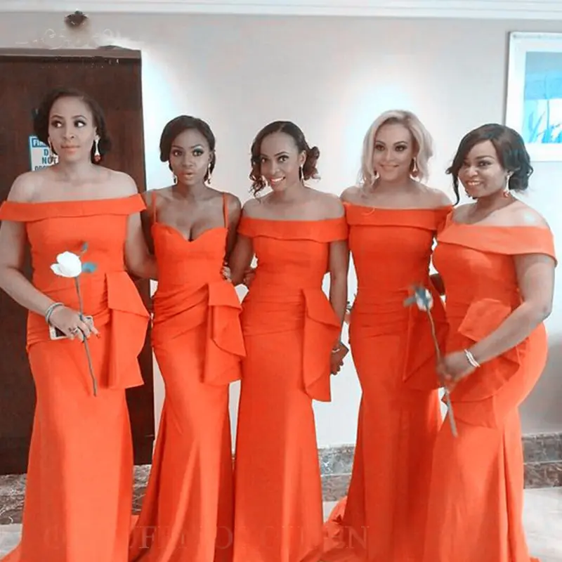 Manufacturer made style Orange Mermaid Plus Size Bridesmaid Dresses Prom For Women Gowns Dress