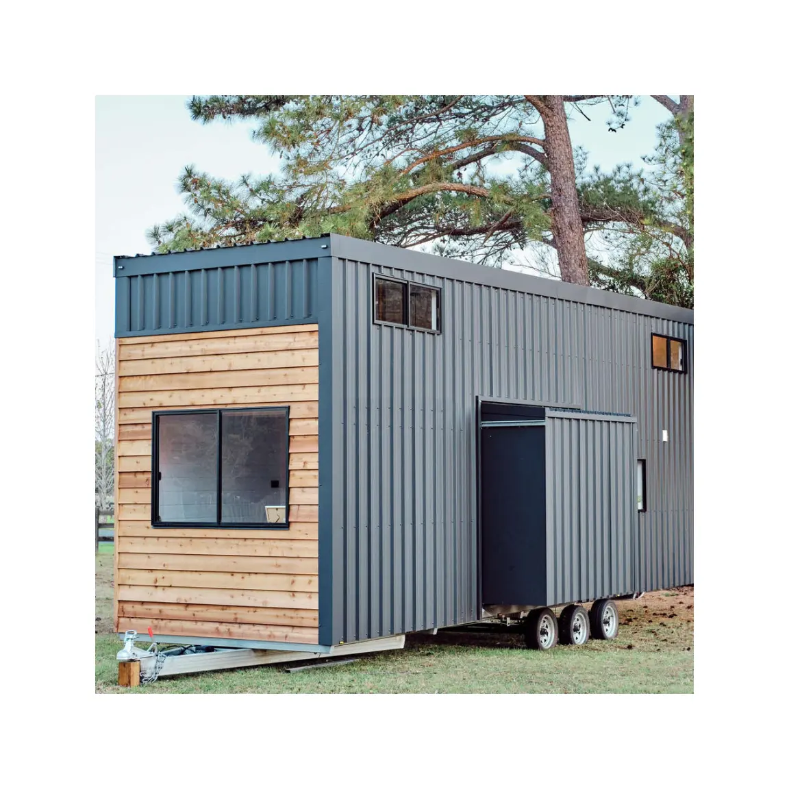 Rumah kecil portabel trailer portabel, kontainer modular paket datar prefab rumah di roda
