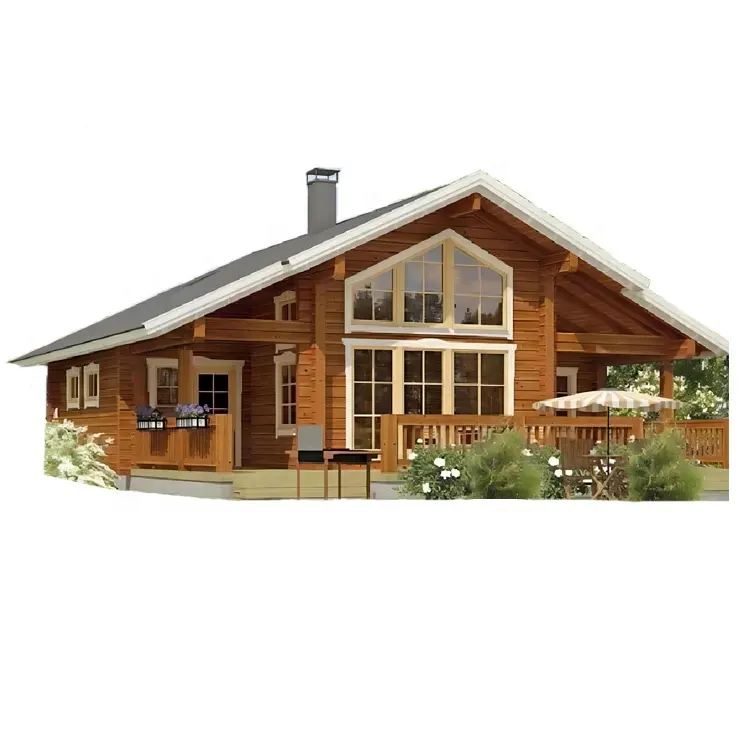 आरामदायक छत बेडरूम लक्जरी विला के साथ बड़े घर प्राकृतिक पूर्वनिर्मित लकड़ी का घर