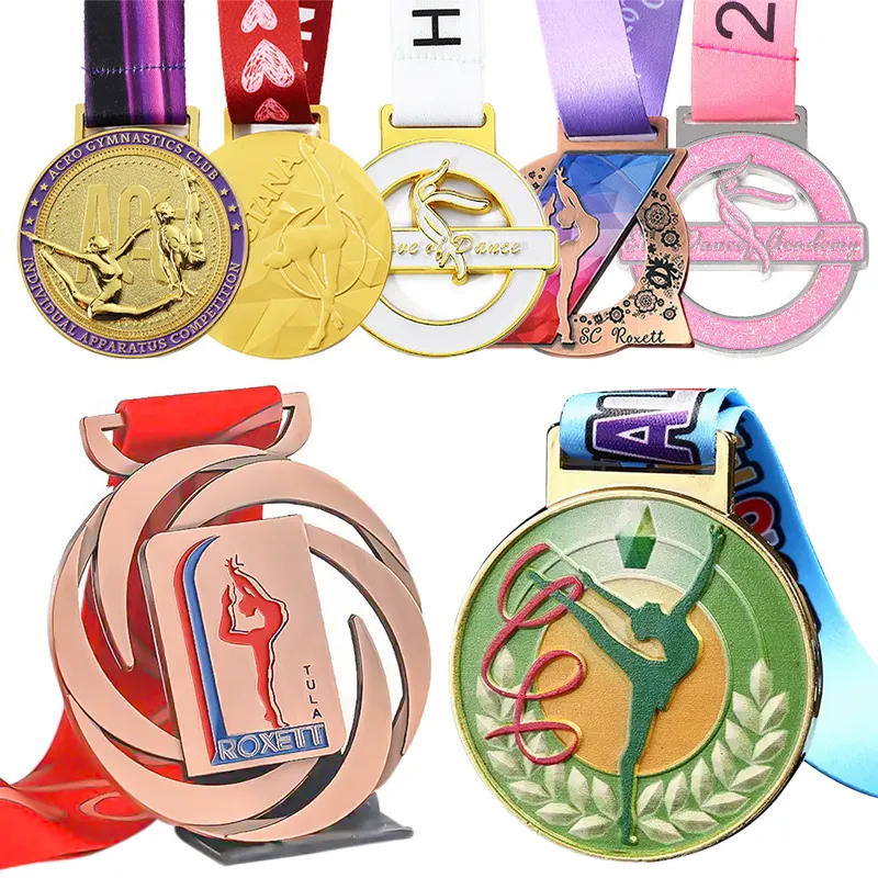 Fabricage Custom Sport Roeien Ster Medaille Award Dance Metal Medaille Gouden Zilveren Bronzen Koper Ritmische Gymnastiek Medailles