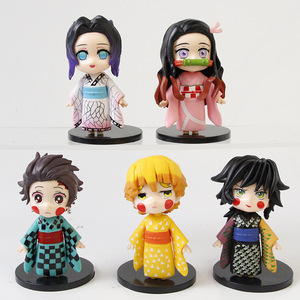 Demon Slayer kimetsu no Yaiba nhân vật hành động Bộ 5 nhân vật Kimono 10cm dễ thương mô hình búp bê tanjiro zenitsu nezuko mô hình anime - Product Image 5