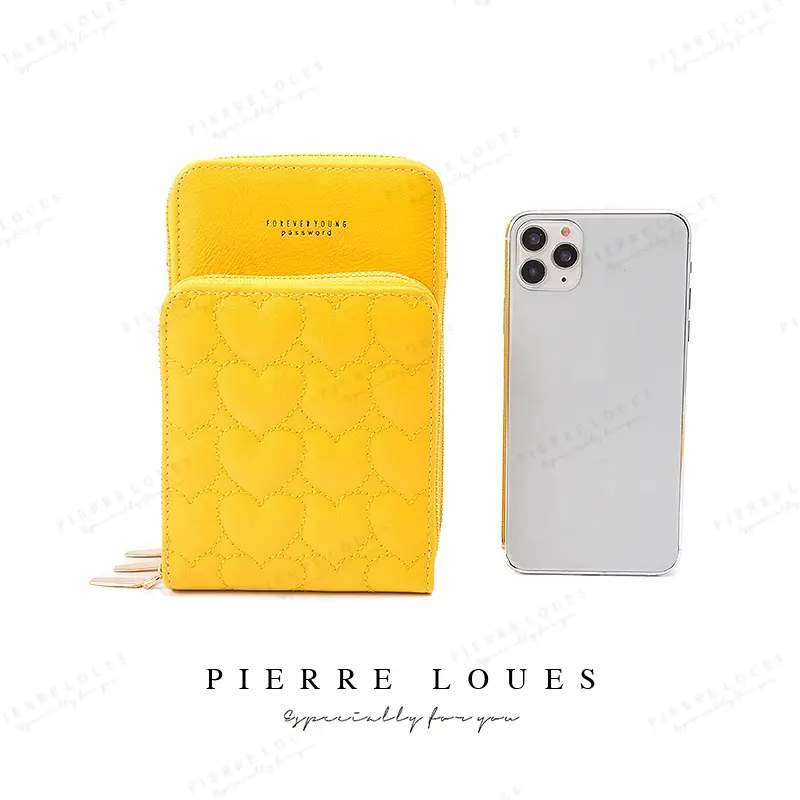 Pierre Loues contraseña moda mujer teléfono móvil bolso Simple señoras bolso de hombro cartera para mujer alta calidad PU tarjeta bolsa