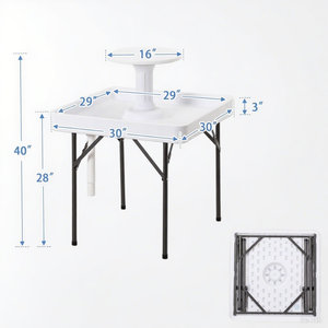 <strong>Multi</strong> <strong>Functional</strong> New Outdoor HDPE Foldable Square Two Tier Fill and Chill <strong>Tables</strong> with Top Round Tray and Removable Skirt - Product Image 5