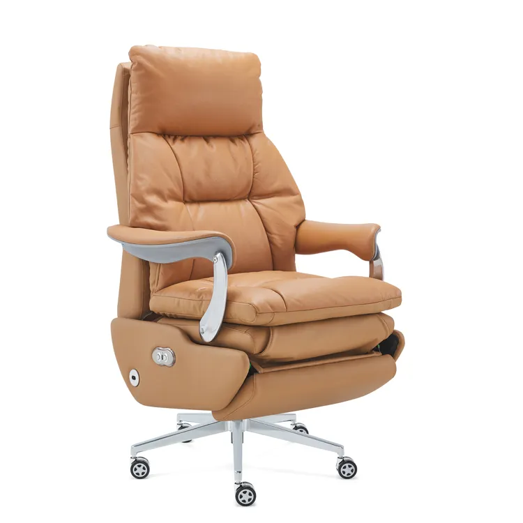 Sedia da ufficio intelligente elettrica in vera pelle regolabile reclinabile sedia da ufficio di lusso con messaggio