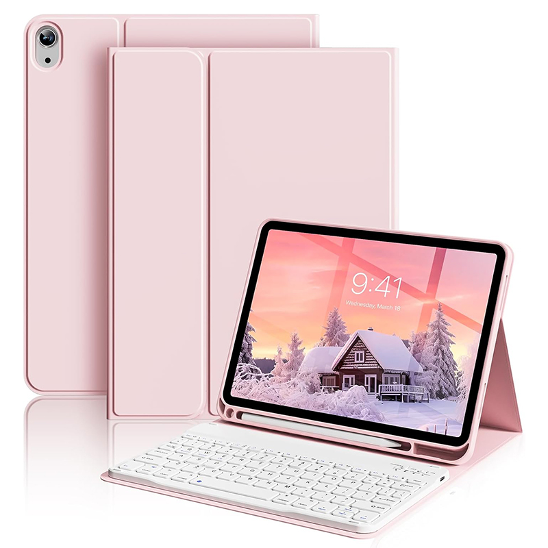 Boîtier rose + clavier blanc
