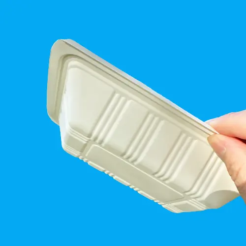 Biodegradable 6.7*4.7Inch White Clamshell Packaging Container Cornstarch Takeaway Food Lunch Box For Restaurant