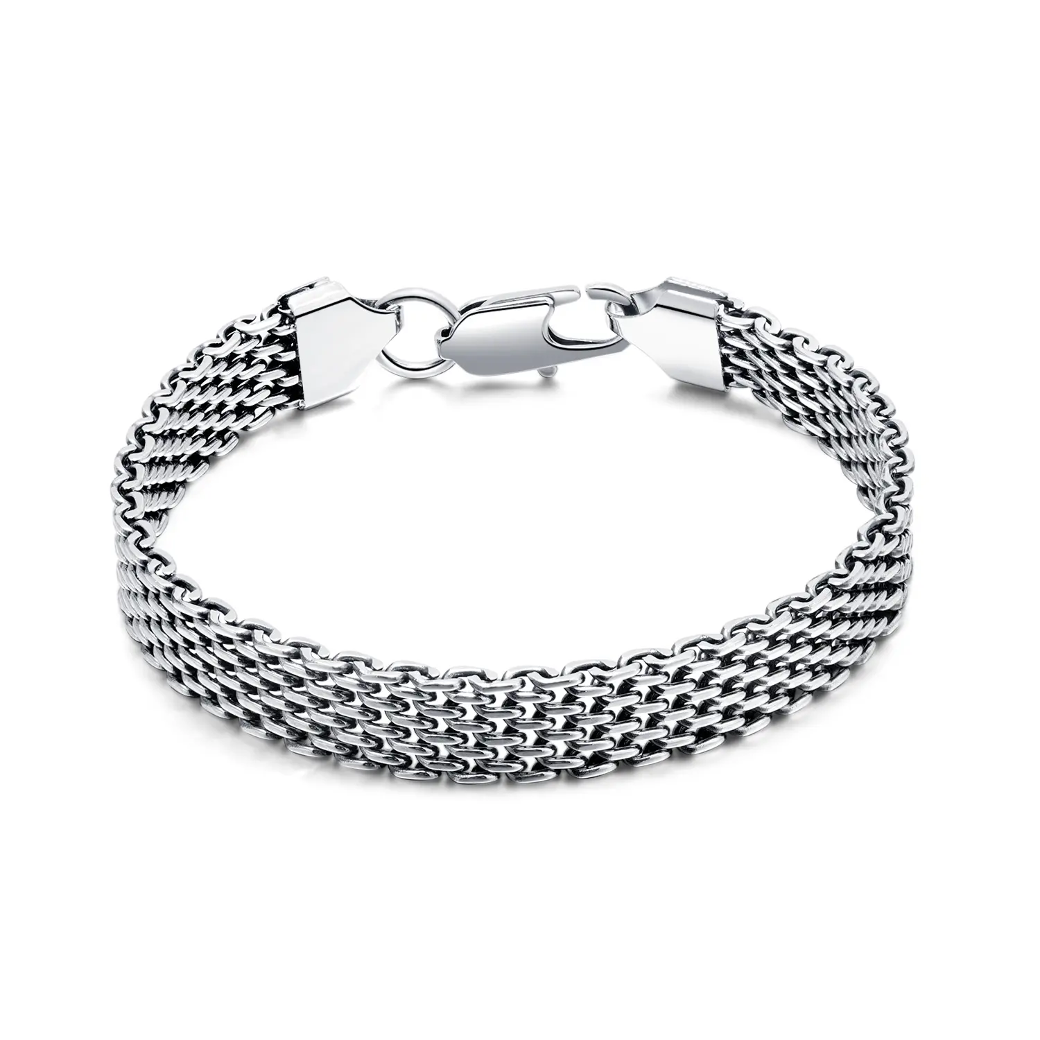 Luxury European Fashion Titanium Steel Hollow Mesh Men Bracelet Silver Mesh Bangle 8mm 9.5mm Wrist Bracelet