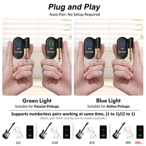 Transmisor y receptor inalámbrico de guitarra uno a dos, sistema de transmisión inalámbrica de guitarra eléctrica, accesorios de música - Product Image 4