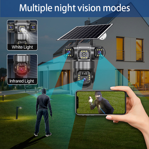 Fabrika toptan 12MP güneş 3 Lens Outdoor Pro açık PTZ güvenlik kamera su geçirmez iki yönlü interkom gece görüş monitör kam - Product Image 4