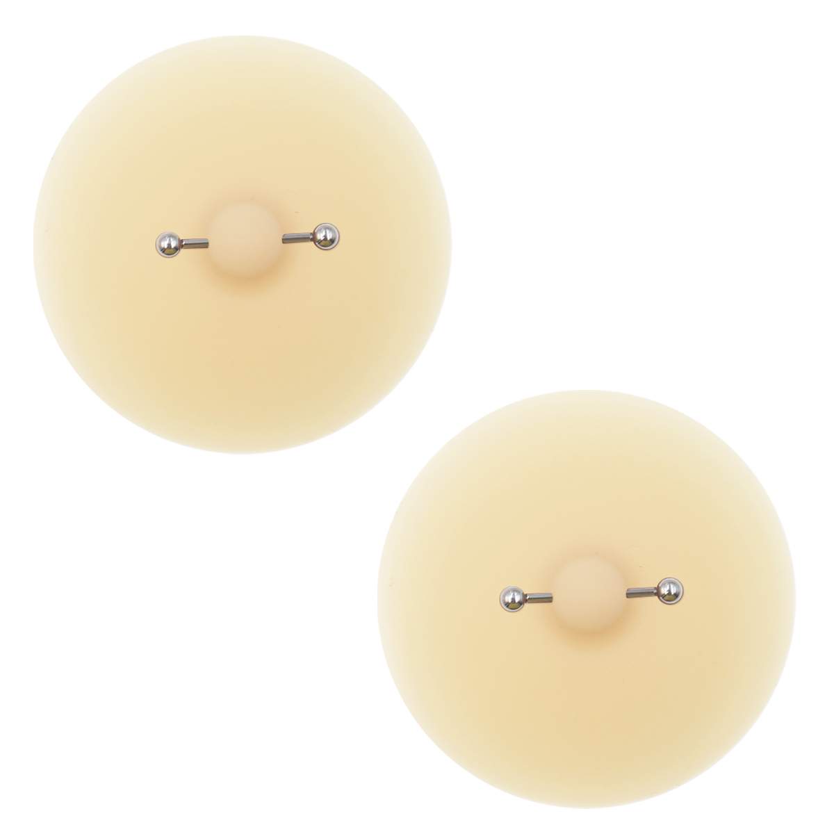 Pasties Beige avec Piercing Couleur Nickel