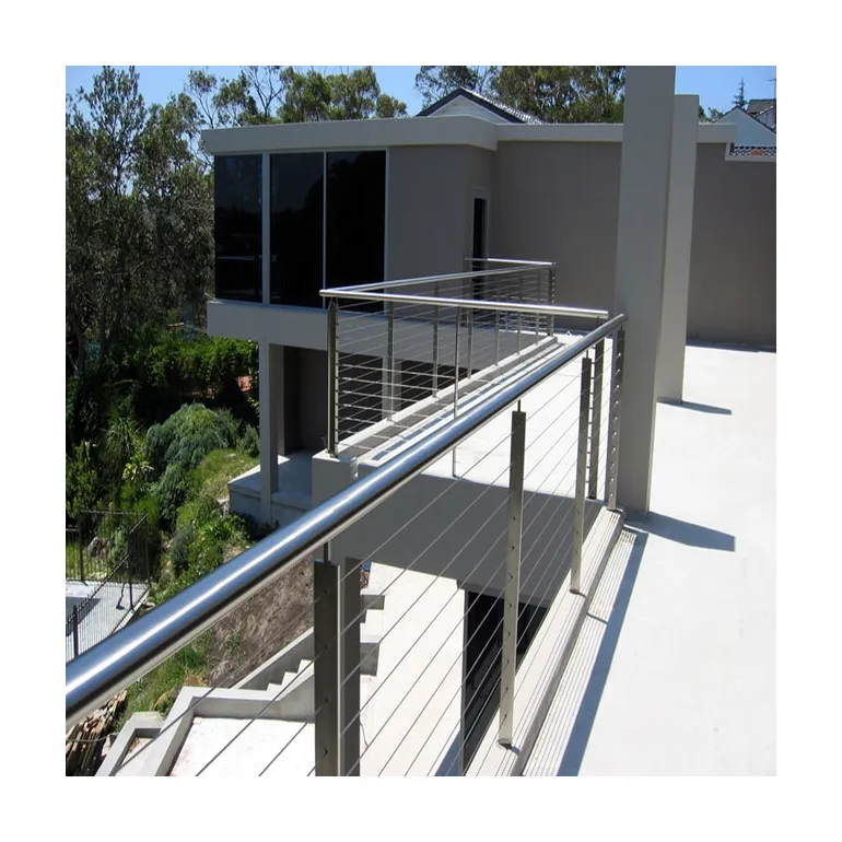 Stainless steel pipe railing and cable railing systems metal deck railing