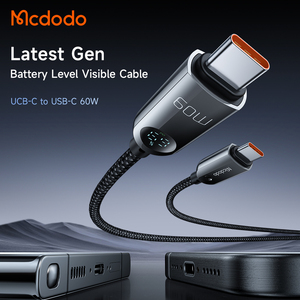 Mcdodo 478电缆数字显示手机的电池电量创意120厘米60W PD充电笔记本电脑平板电脑电缆