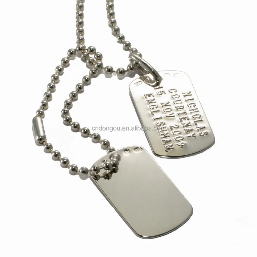 Groothandel Custom Hoge Kwaliteit Roestvrij Staal Metal Dog Tags Pet Tags Met Ketting