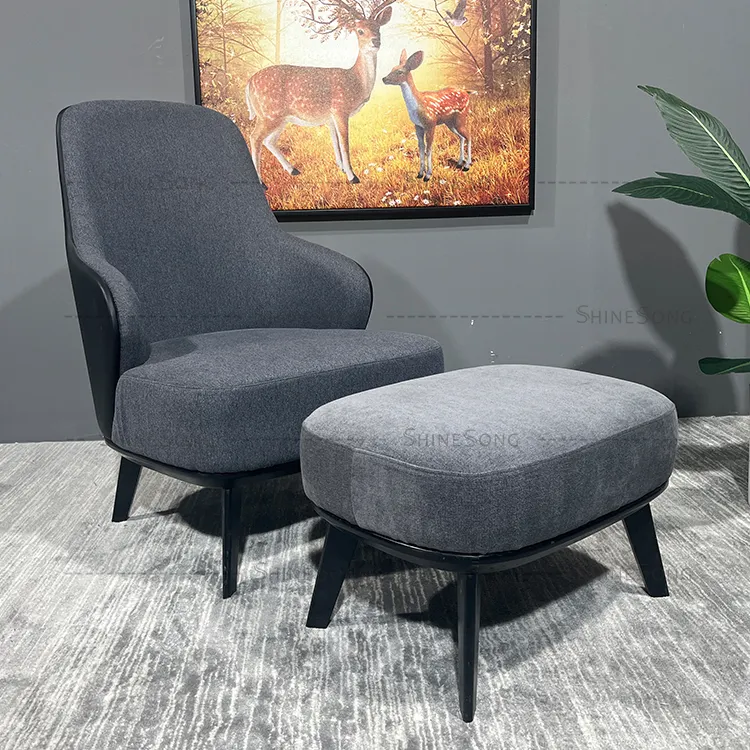 Fauteuil de salon en tissu de coton et lin, 2 pièces, oem odm, design simple, fauteuil de loisirs, avec pied en bois, nouveau, été