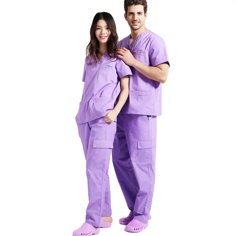 Conjunto de uniformes hospitalares de 4 cores para cuidados com o pescoço, poliéster e algodão, preço barato de fábrica, esfoliante para enfermeiras