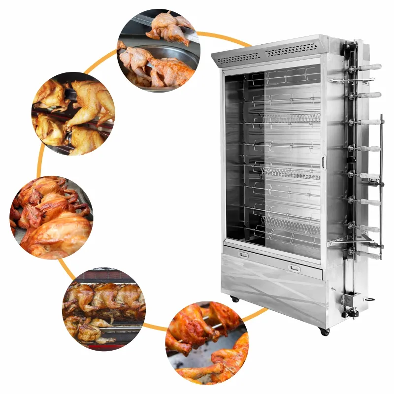 Novo Commercial Automatic Gás Roaster Forno Aço Inoxidável Rotisserie Chicken Grill Máquina para Restaurantes