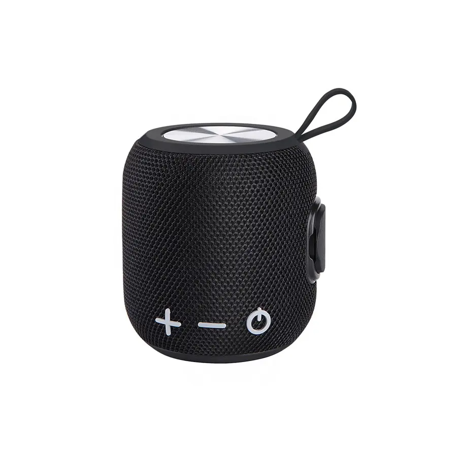 Speaker Portabel Nirkabel IPX5, Pengeras Suara Mini Retak Tahan Air, Kartu TF Bulat LED Gigi Biru untuk Ponsel