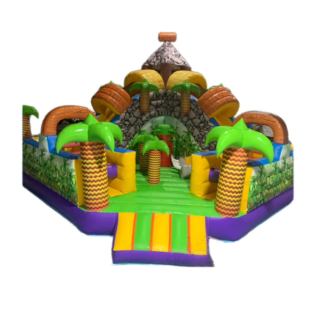 Многоугольный надувной замок из кокосового дерева, горка, комбинированная надувная детская площадка, гигантский надувной замок для прыжков, надувной город для развлечений