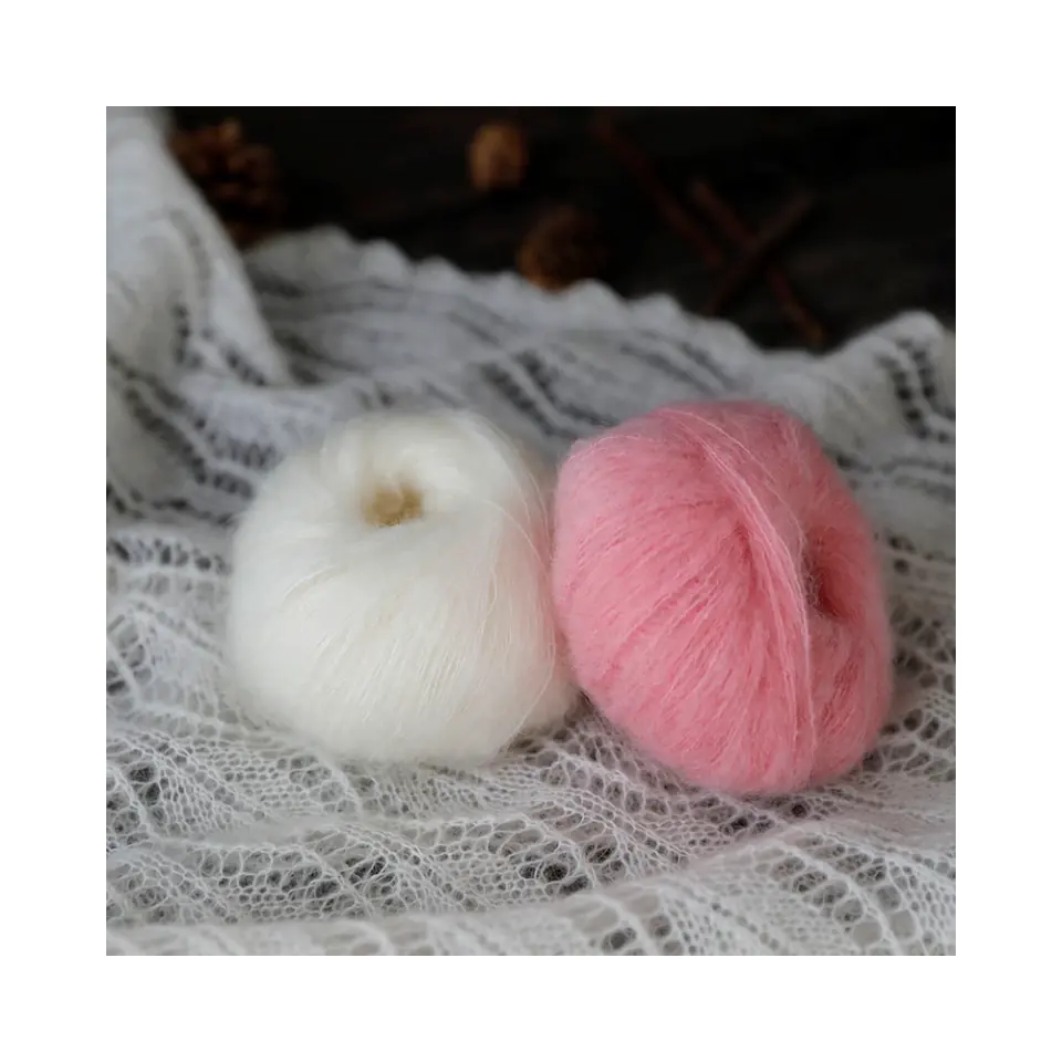 Venda quente fio mohair multicolorido leve misturado lã para tricô lenços chapéus roupas tecelagem de alta resistência adequada para a pele