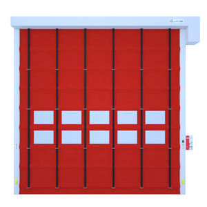 New Launch Modern <strong>Red</strong> <strong>PVC</strong> Fast <strong>Door</strong> Large Size Customized Stacking Curtain with Anti-Wind Safety Edges Finished Surface - Product Image 1