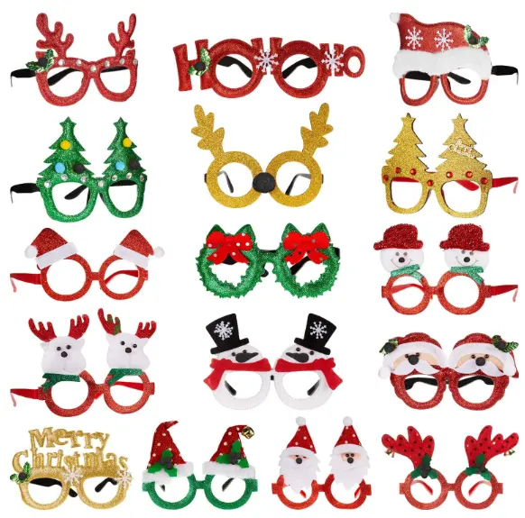 Christmas tree elf reindeer Antlers Santa Claus Headband Christmas Hat Xmas Party Glasses Set for Happy Christmas Party Supplies