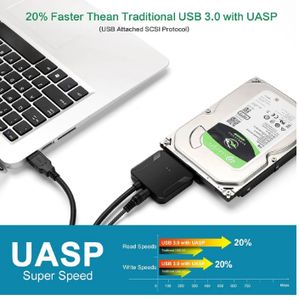 用于3.5/2.5英寸固态硬盘的SATA至USB 3.0适配器电缆SATA III硬盘驱动器磁盘转换器支持带12v电源适配器的UASP - Product Image 4