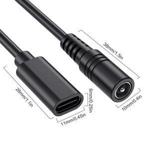 DC電源ケーブル0.25m 22AWG 3A USB C to 5521 55*21コンピュータ & カメラ用編組シールド付き高速充電 - Product Image 4