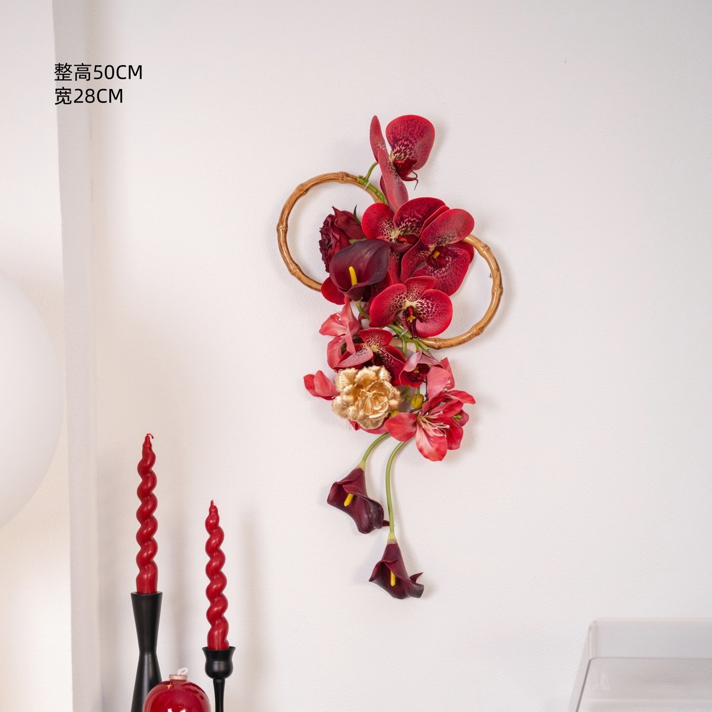 Pendentif fleur d'orchidée rouge et bauhinia imprimé léopard