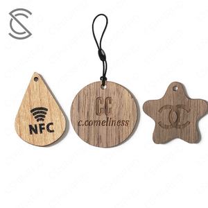 Portachiavi in Legno Programmabile Sostenibile con Logo Inciso, Mini Tag RFID NFC 13.56mhz 12.5khz per Controllo Accessi e Tessere Associative - Product Image 6
