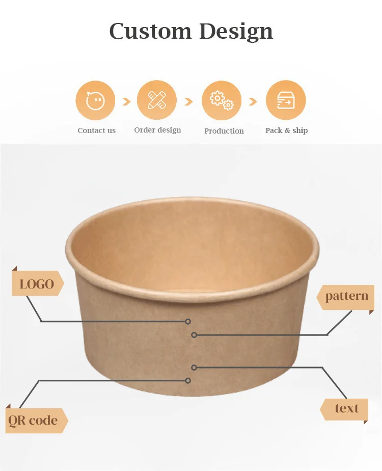 custom eco friendly square kraft paper bowls