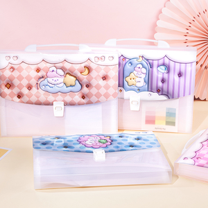 ถุงพลาสติกหีบเพลงแบบพกพา251042สำหรับเอกสารนักเรียนความจุขนาดใหญ่จัดเก็บอย่างยั่งยืนพร้อมฟังก์ชั่นคัดแยกกระดาษ - Product Image 3