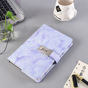 Cuaderno A5 personalizable 2025, cuaderno de negocios de cuero multicolor, patrón de mármol, cerradura de combinación, diario promocional - Product Image 3