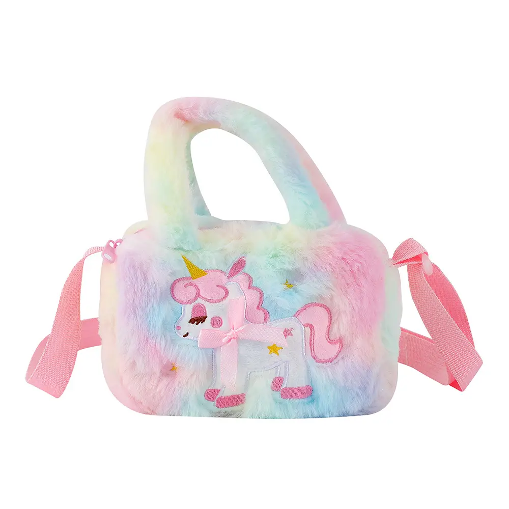 2023 Wholesale High Quality Unicorn Plush Kids Crossbody Bag Coin Purse Bag Messenger Bag For Children Kods