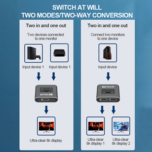 8K 60Hz HDMI Splitter HDMI Switch KVM Bi-Direction 1x 2/2x1 Conmutador compatible con HDMI 2 en 1 Salida para PS4/3 TV Box Switcher Adapter - Product Image 6