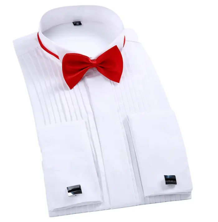 Camisas de esmoquin personalizadas para hombre, camisas de boda con puño francés
