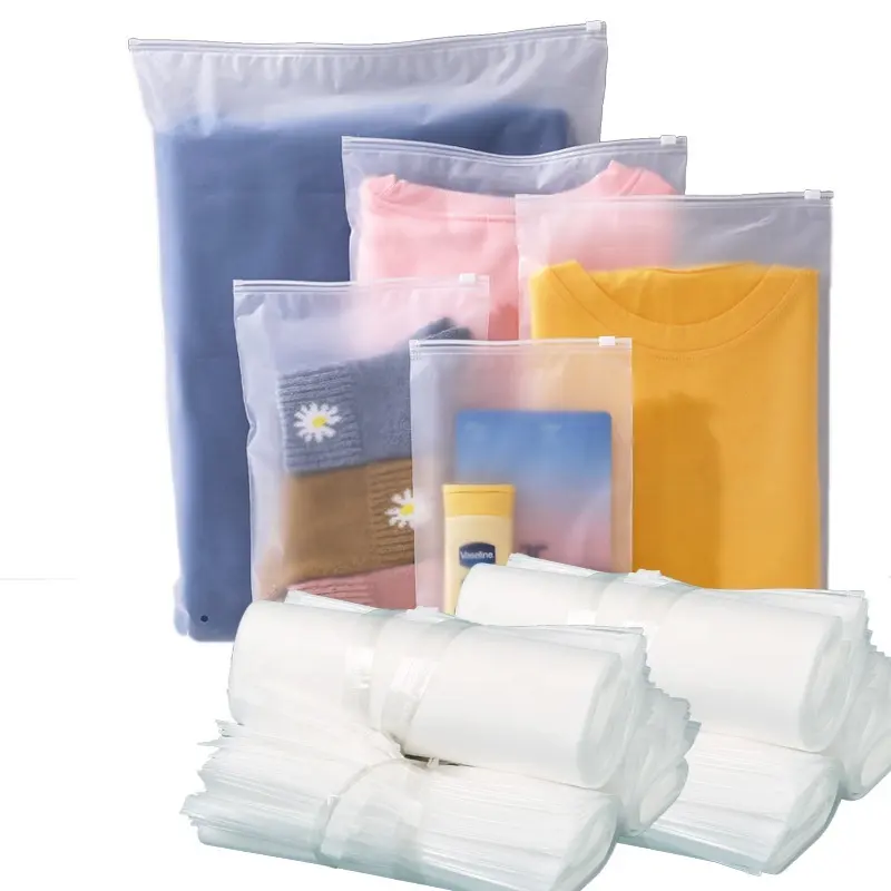 नई जल्दी शिपिंग कस्टम लोगो शॉपिंग बैग प्लास्टिक जिपर बैग के लिए कपड़े