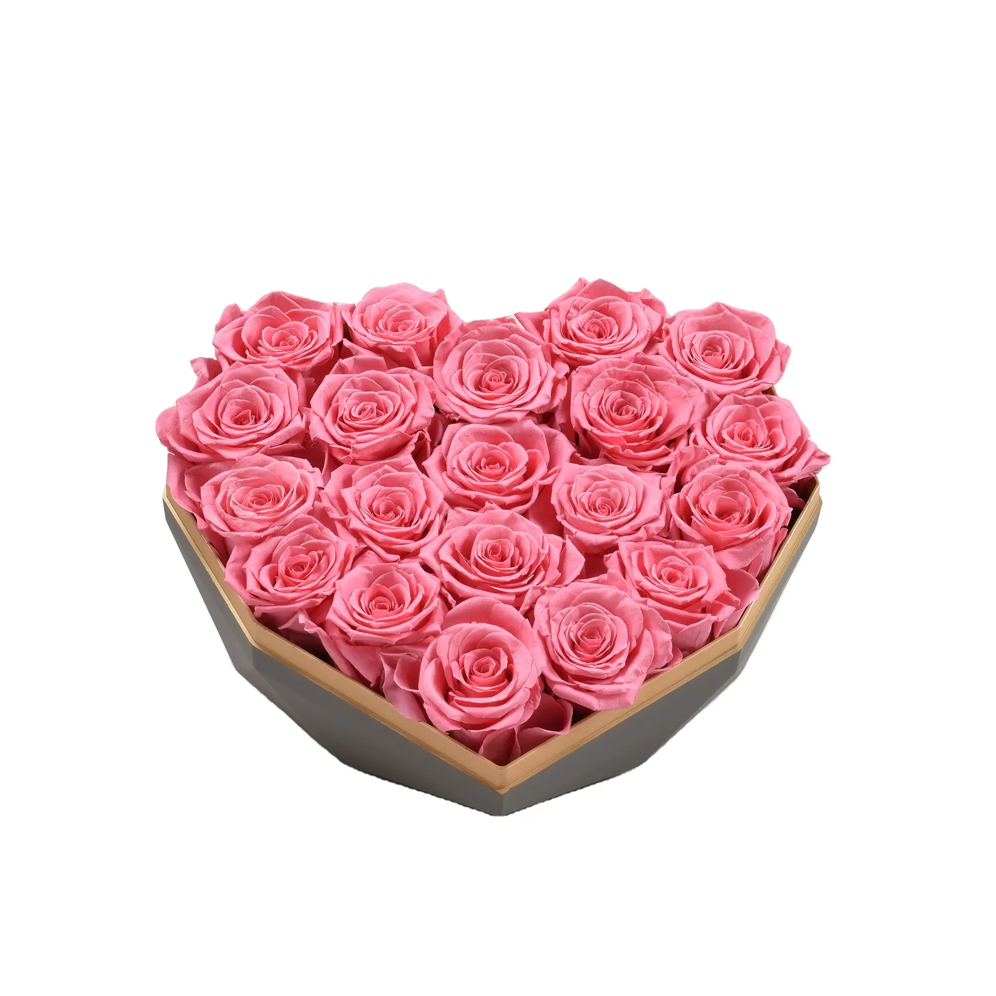 Caja de regalo con forma de corazón, Rosa preservada decorativa, para celebración, San Valentín