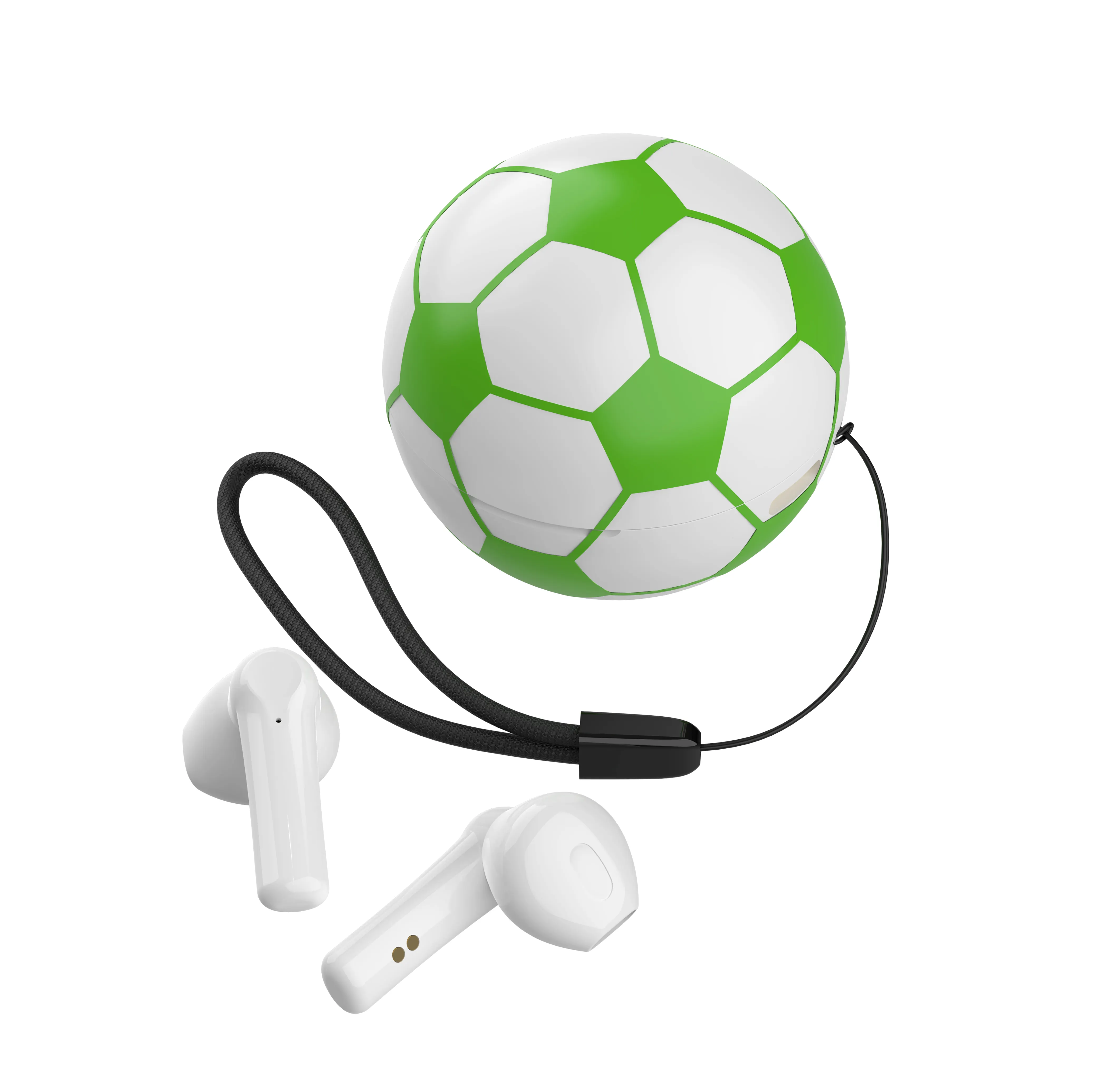 Earphone nirkabel bentuk bulat suvenir Piala Dunia desain baru headphone In-ear TWS untuk earbud pemutar sepak bola IPhone Bluetooth