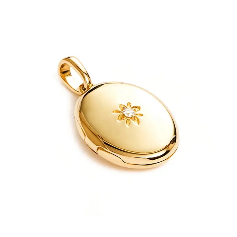 Gemnel 2023 fashion 18 karat gold starburst pendant locket necklace for girls