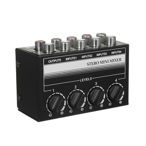Mini Stereo <strong>4</strong> Channel Passive Mixer RCA Portable Audio Mixer <strong>1</strong> in <strong>4</strong> Out Stereo <strong>Distributor</strong> Volume Control, No Battery Required - Product Image 1