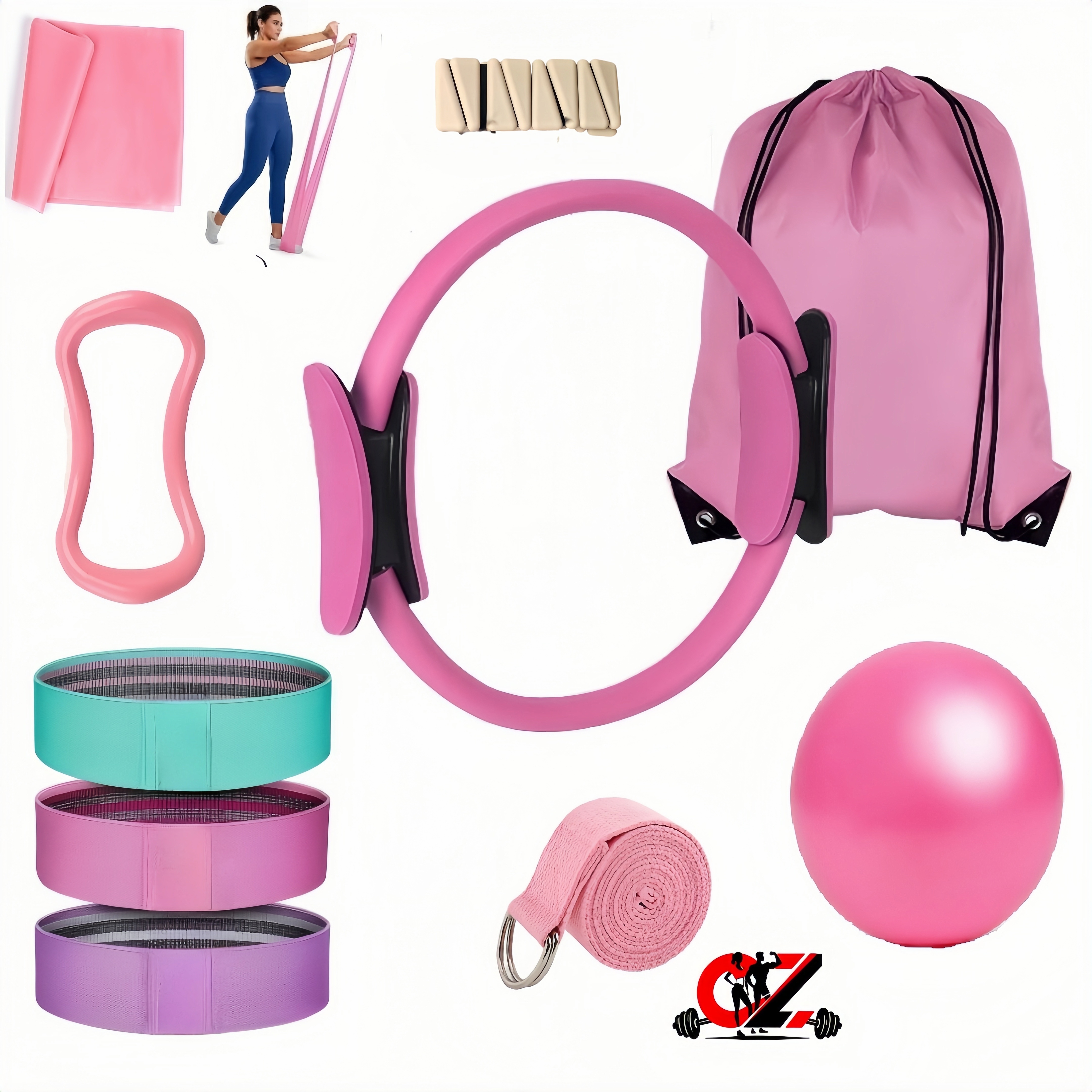 Conjunto rosa de 11 piezas