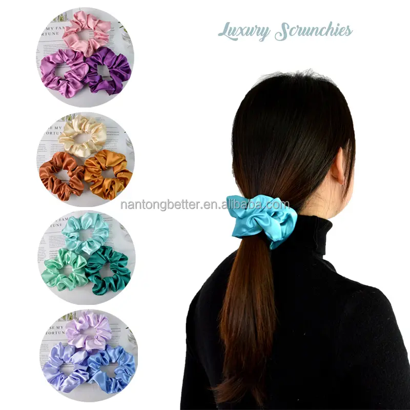 RTS lujo 39 colores Color sólido seda 5CM Scrunchies mujeres accesorios banda elástica para el cabello lazos para el cabello niñas diadema