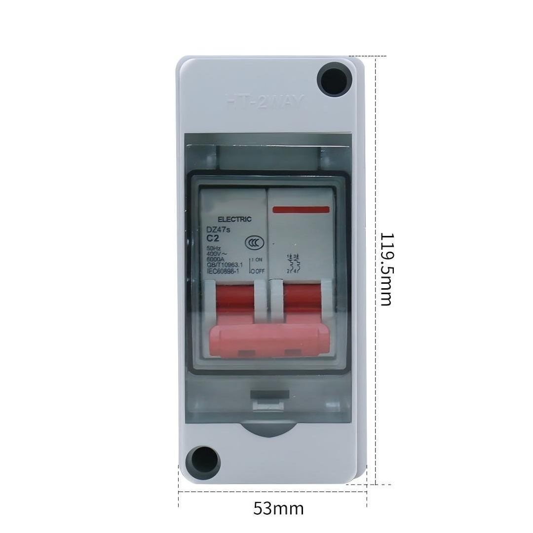 2-circuit waterproof junction box + 2P circuit breaker
