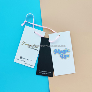 Fast <strong>custom</strong> recyclable Luxury embossed Paper hang <strong>tags</strong> black UV <strong>printing</strong> hang <strong>tag</strong> swing <strong>tag</strong> with <strong>string</strong> rope for clothing - Product Image 6