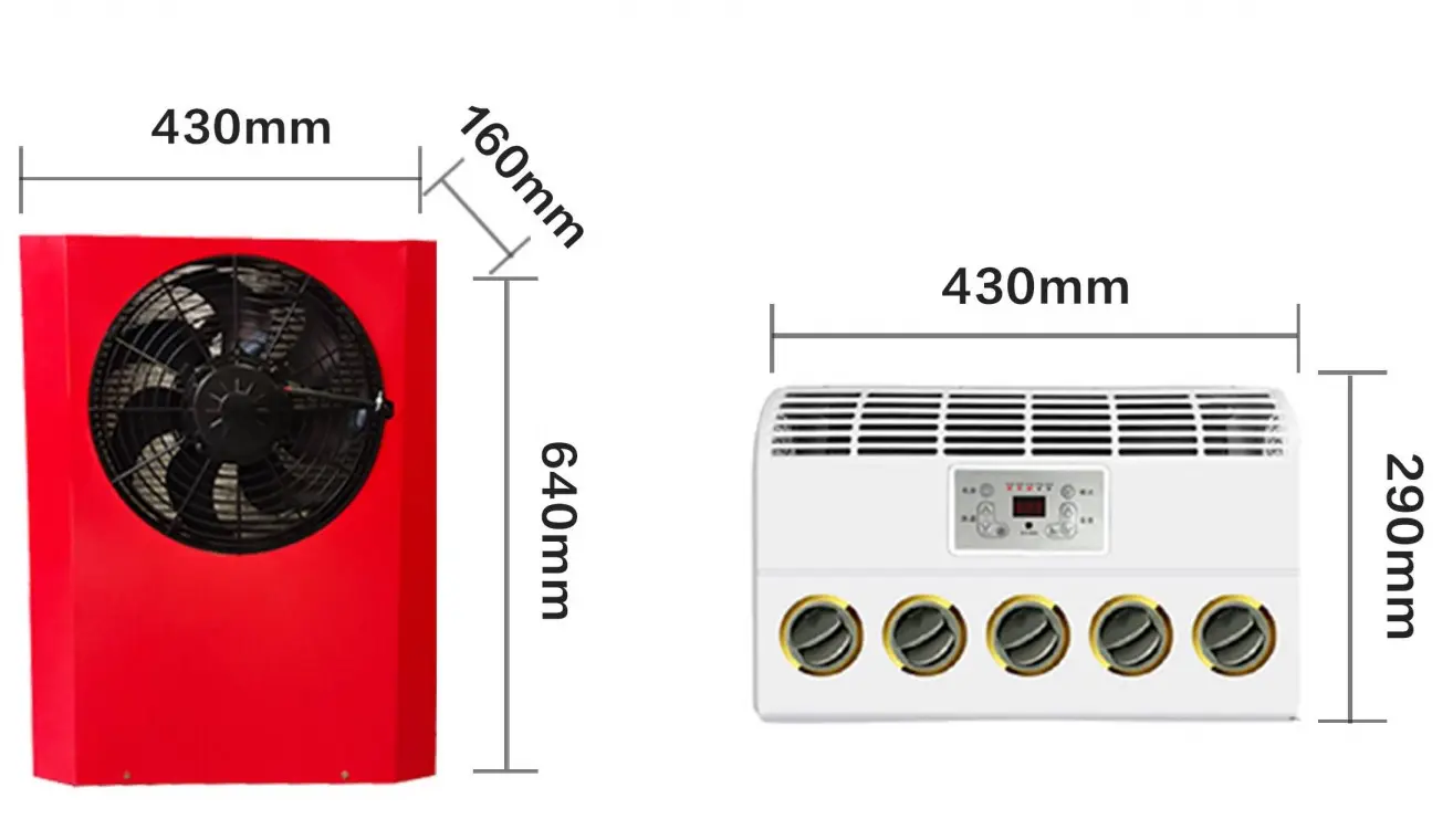 Okyrie شاحنة RV حفارة فان مزرعة مركبة انقسام نوع 12V 24V فولت DC وقوف السيارات وحدة مكيف الهواء